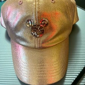 Rose gold Minnie Mouse glitter hat